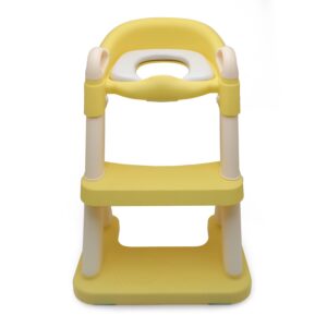 HongK- Baby Yellow Wider Step Toddler Potty Training Seat Ladder Toilet Chair Infant Kid Bathroom Trainer