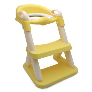 hongk- baby yellow wider step toddler potty training seat ladder toilet chair infant kid bathroom trainer