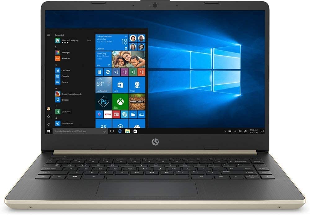 HP 2022 14'' HD Home and Business Laptop PC Intel 10th Gen 2-Core i3-1005G1 32GB DDR4 RAM 1TB M.2 SSD Intel UHD Graphics WiFi AC BT USB-C HDMI RJ45 Webcam Gold Windows 11 Pro w/Accessories