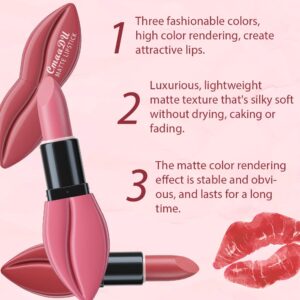 evpct 3Pcs Nude Pink Mauve Brown Matte Velvet Lipstick Set Long Lasting 24 Hours Matte Lip Stick Packs Lip Stain Gloss Makeup Set for Women labiales matte larga duracion 24 05#06#07#