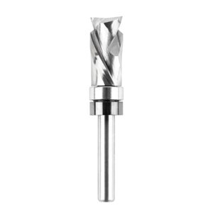 spetool top bearing compression flush trim router bit with 1/4" shank 1/2" cutting diameter, up and down spiral template pattern router bit for woodworking trimming