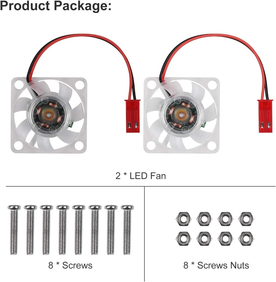 2/4pcs Raspberry Pi 4 Fan Raspberry Pi Cooling Fan Brushless CPU Quiet LED Cooling Compatible with Raspberry Pi 4/Pi 3/3B+/4B/Pi Zero w (2)