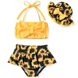 infant baby girls swimsuit sunflower bikini two pieces bathing suit swimwear summer beach set yellow 0-6 months