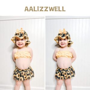 Infant Baby Girls Swimsuit Sunflower Bikini Two Pieces Bathing Suit Swimwear Summer Beach Set Yellow 0-6 Months