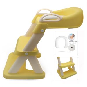 HongK- Baby Yellow Wider Step Toddler Potty Training Seat Ladder Toilet Chair Infant Kid Bathroom Trainer