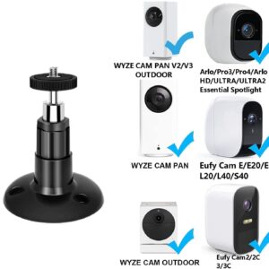 2 Pack Adjustable Security Wall Mount for Ring Camera&Stick Up Cam Battery,Indoor Outdoor Mount Bracket for Arlo HD/2/3/4,Ceiling Mount Kit for Plug-in HD Security Cam,VHB Adhesive or Screw,No Drill