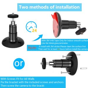 2 Pack Adjustable Security Wall Mount for Ring Camera&Stick Up Cam Battery,Indoor Outdoor Mount Bracket for Arlo HD/2/3/4,Ceiling Mount Kit for Plug-in HD Security Cam,VHB Adhesive or Screw,No Drill