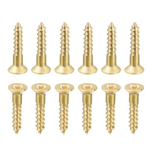 dtgn m4x30mm(dxl) brass phillips wood screws - 30pack - good for wood crafts, furniture - countersunk head self-tapping screw - brass tone