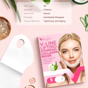 FairyFace V Line Lifting Mask, 5 Count Double Chin Reducer, Lifting Hydrogel Collagen Mask with Aloe Vera and Seaweed, Hydrating and Anti-aging, Creating a V-shaped Face Full of Vitality