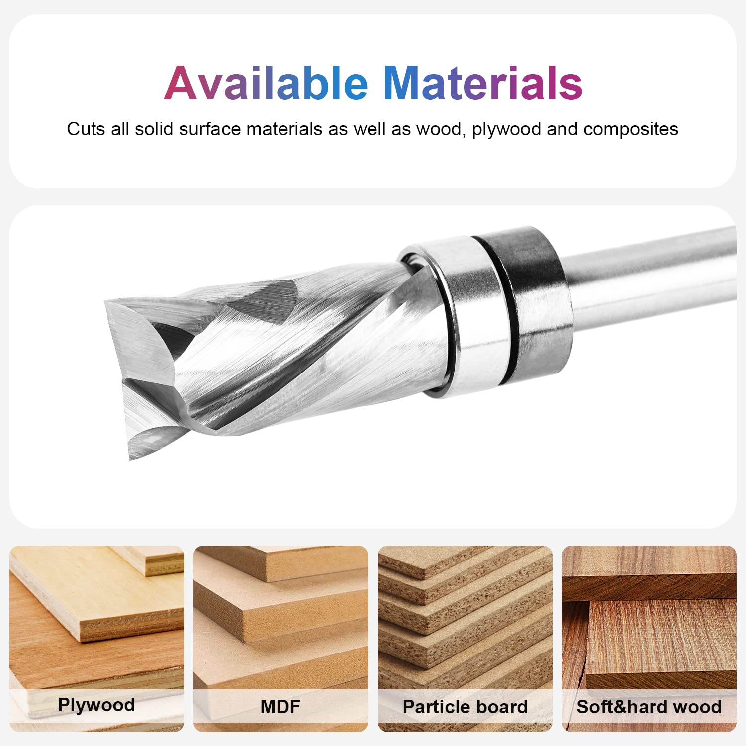 SpeTool Top Bearing Compression Flush Trim Router Bit with 1/4" Shank 1/2" Cutting Diameter, Up and Down Spiral Template Pattern Router Bit for Woodworking Trimming