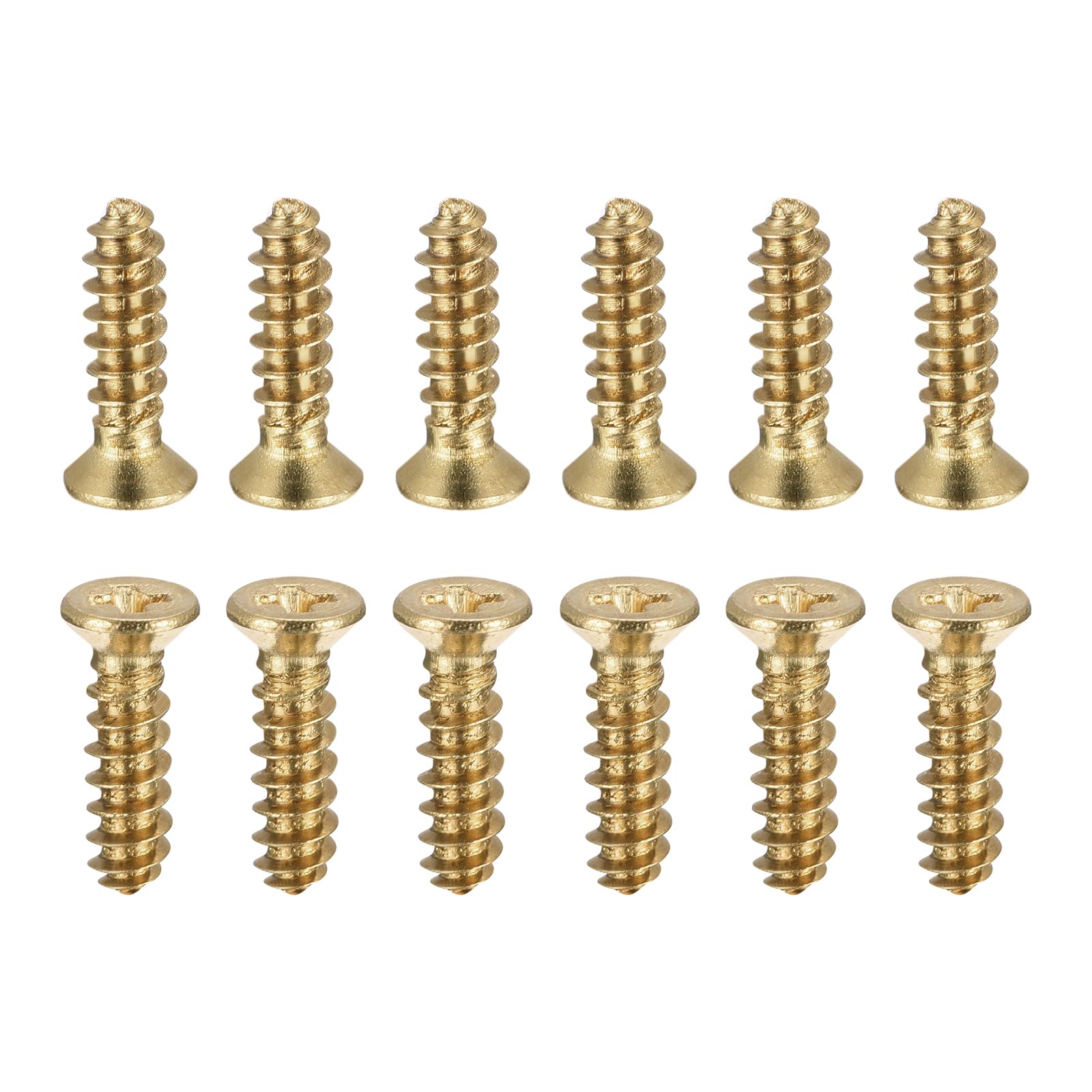 DTGN M2.5x10mm(DxL) Brass Phillips Wood Screws - 100Pack - Good for Wood Crafts, Furniture - Countersunk Head Self-Tapping Screw - Brass Tone