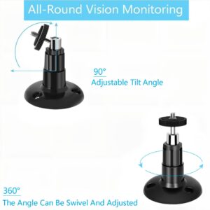 2 Pack Adjustable Security Wall Mount for Ring Camera&Stick Up Cam Battery,Indoor Outdoor Mount Bracket for Arlo HD/2/3/4,Ceiling Mount Kit for Plug-in HD Security Cam,VHB Adhesive or Screw,No Drill