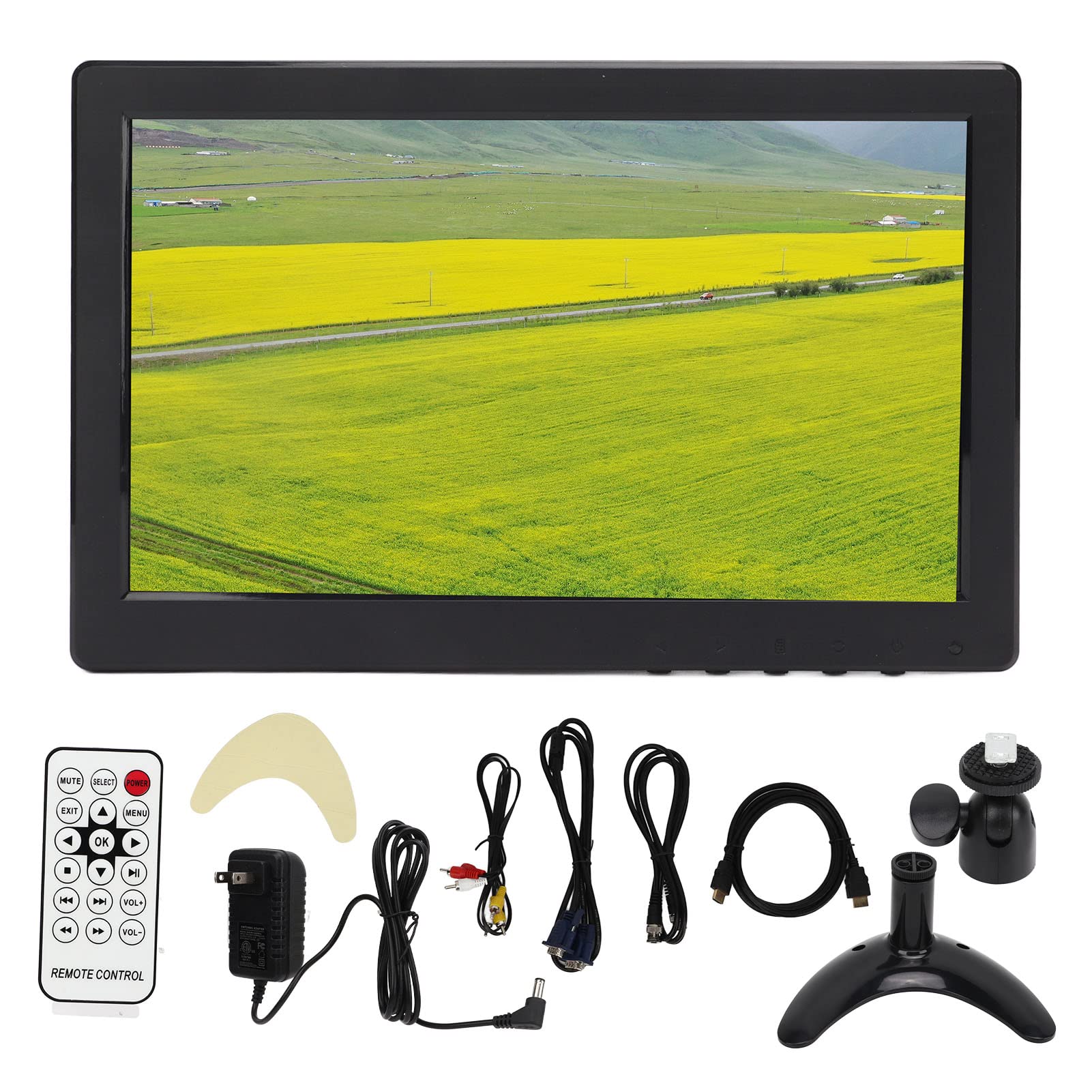 HD Monitor, Built in Speaker DVR Monitor Screen Remote Control Easy Installation TFT LCD with VGA Cable for Laptop (US Plug)