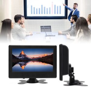 7 Inch TFT LED Screen Monitor, Portable HD Color Screen Display HD Multimedia Interface Dual Speakers for Home (US Plug)