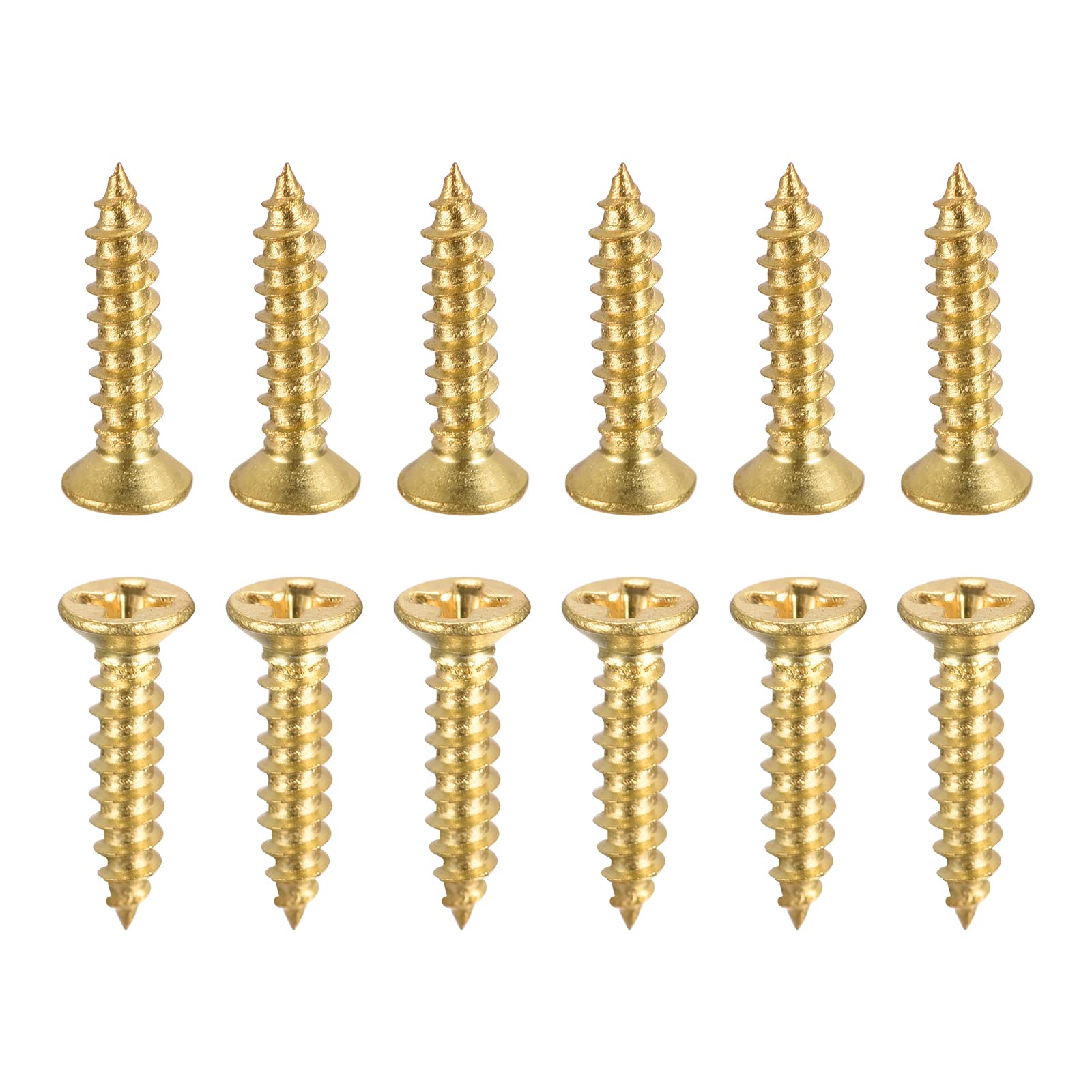 DTGN M2x10mm(DXL) Brass Phillips Wood Screws - 100Pack - Good for Wood Crafts, Furniture - Countersunk Head Self-Tapping Screw - Brass Tone