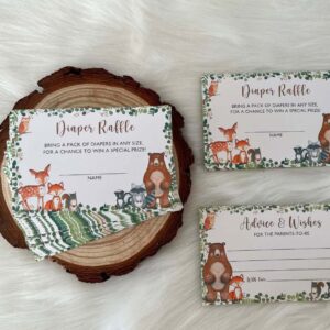 Yuzioey Woodland Diaper Raffle Tickets and Baby Advice, Woodland Forest Baby Shower Diaper Raffle Game Box Tickets, Diaper Raffle Tickets for Woodland Gender Neutral Baby Shower