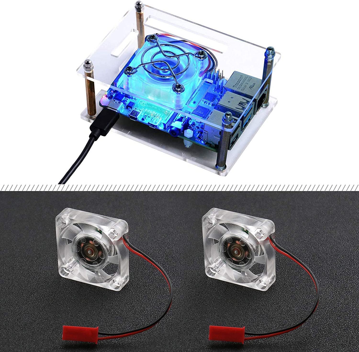 2/4pcs Raspberry Pi 4 Fan Raspberry Pi Cooling Fan Brushless CPU Quiet LED Cooling Compatible with Raspberry Pi 4/Pi 3/3B+/4B/Pi Zero w (2)