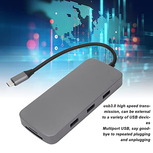 Sanpyl 10 in 1 USB C Hub, 1x4K HD Multimedia Interface 1xUSB C PD 1xAUDIO 3.5mm 1xVGA 1xRJ45 1xUSB3.0 2xUSB2.0 1xSD 1xTF Card Reader, for USB C Laptops and Other Type C Devices