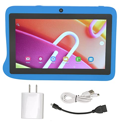 Naroote Kids Tablet, US Plug 100-240V HD Tablet 4GB 32GB 2.4G 5G WiFi for Android 10.0 for Photograph (Blue)