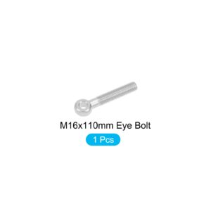 METALLIXITY Shoulder Swing Lifting Bolt (M16x110mm) 1Pcs, 304 Stainless Steel Eye Bolts - for Home Renovation, Pipeline Gate Valves Fasteners, Silver