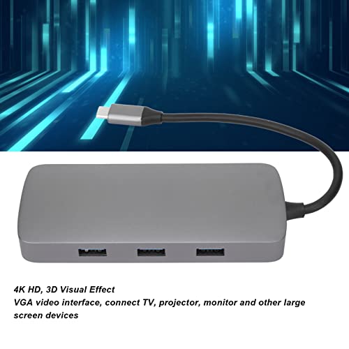 Sanpyl 10 in 1 USB C Hub, 1x4K HD Multimedia Interface 1xUSB C PD 1xAUDIO 3.5mm 1xVGA 1xRJ45 1xUSB3.0 2xUSB2.0 1xSD 1xTF Card Reader, for USB C Laptops and Other Type C Devices