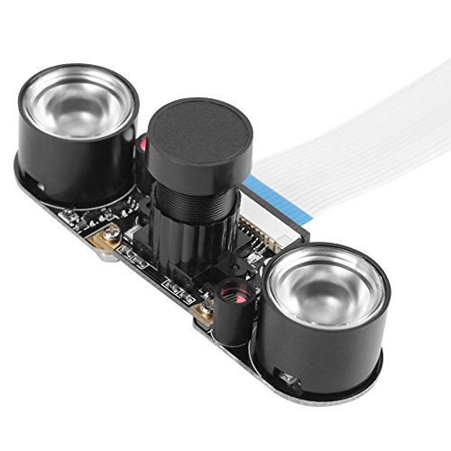 Socobeta 5MP Camera Module, OV5647 Chip Sensor 2592x1944 Resolution Clear Image Webcam Board with Dual LED Night Light for Raspberry Pi B 3 2