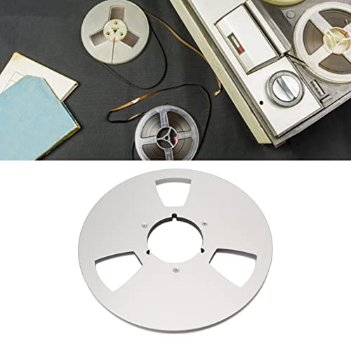 Aluminum Alloy Empty Tape Reel 1/4 10 Inch Empty Tape Reel Empty Disc Opening Machine Parts 3 Holes for Reel Tape Recorder Accessory (Silver)