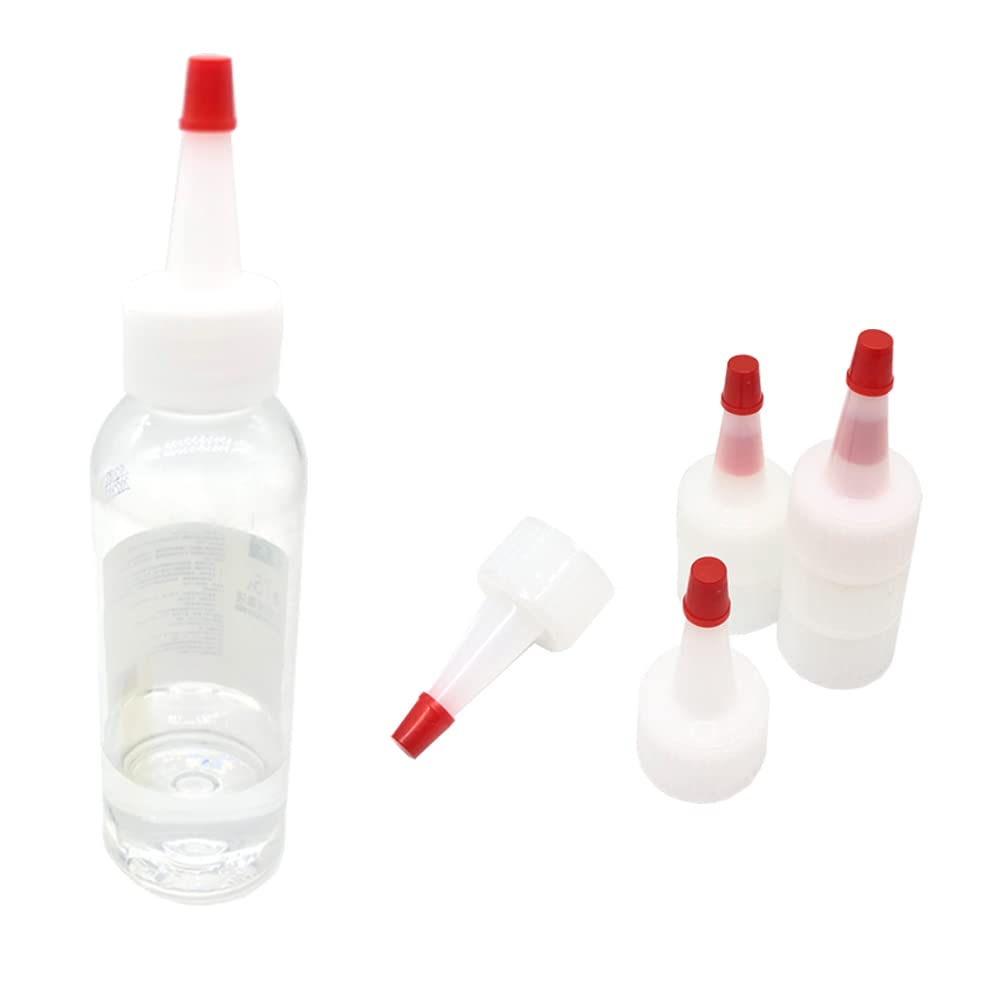 50Pcs 24/410 Natural Red Tip Yorker Caps with .030 Orifice Hole, Neck Diameter 26mm Red Pointed Nose Bottle Caps for Squeeze Bottles Glue Bottles