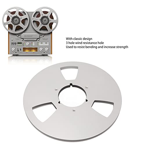 Aluminum Alloy Empty Tape Reel 1/4 10 Inch Empty Tape Reel Empty Disc Opening Machine Parts 3 Holes for Reel Tape Recorder Accessory (Silver)