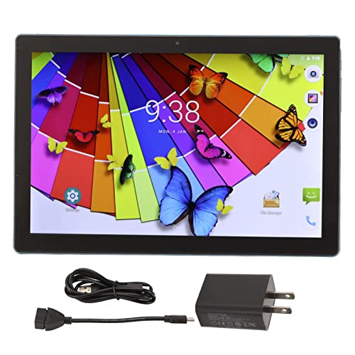 10.1 Inch Tablet Blue Gaming Tablet Type C Rechargeable 8GB RAM 256GB ROM 1080x1920 for Office (US Plug)