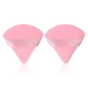 pufandor 2pcs powder puffs for face powder triangle powder puff - makeup setting powder puff ultra soft makeup powder puffs velour puffs makeup puffs for powder, makeup puff for women cosmetic（pink)