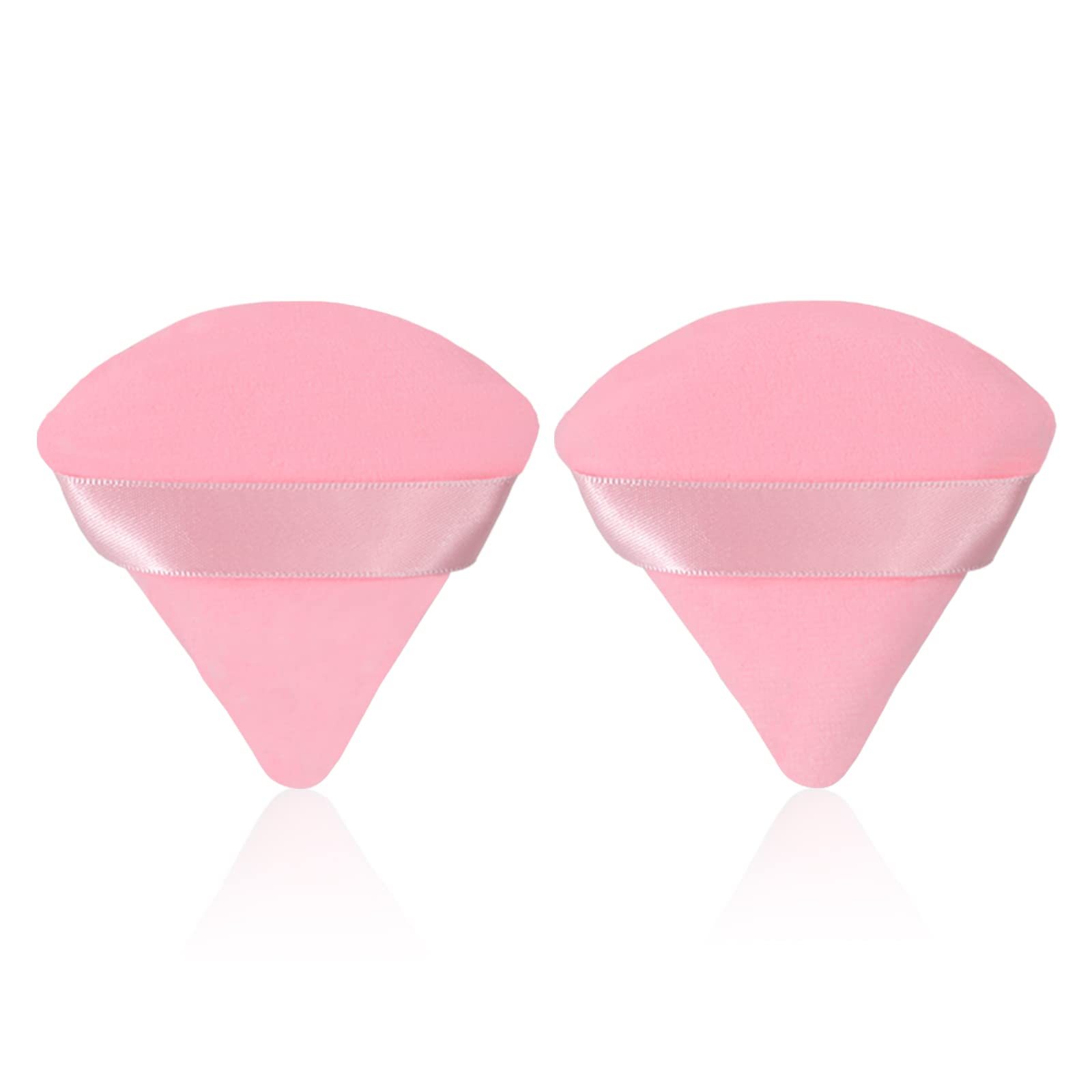 Pufandor 2Pcs Powder Puffs for Face Powder Triangle Powder Puff - Makeup Setting Powder Puff Ultra Soft Makeup Powder Puffs Velour Puffs Makeup Puffs for Powder, Makeup Puff for Women Cosmetic（Pink)