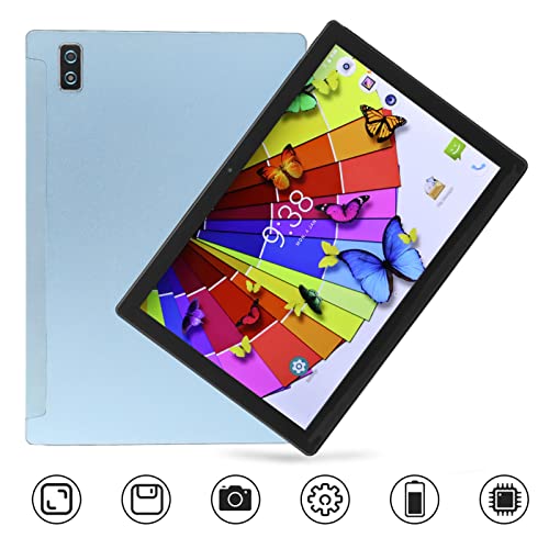 10.1 Inch Tablet Blue Gaming Tablet Type C Rechargeable 8GB RAM 256GB ROM 1080x1920 for Office (US Plug)