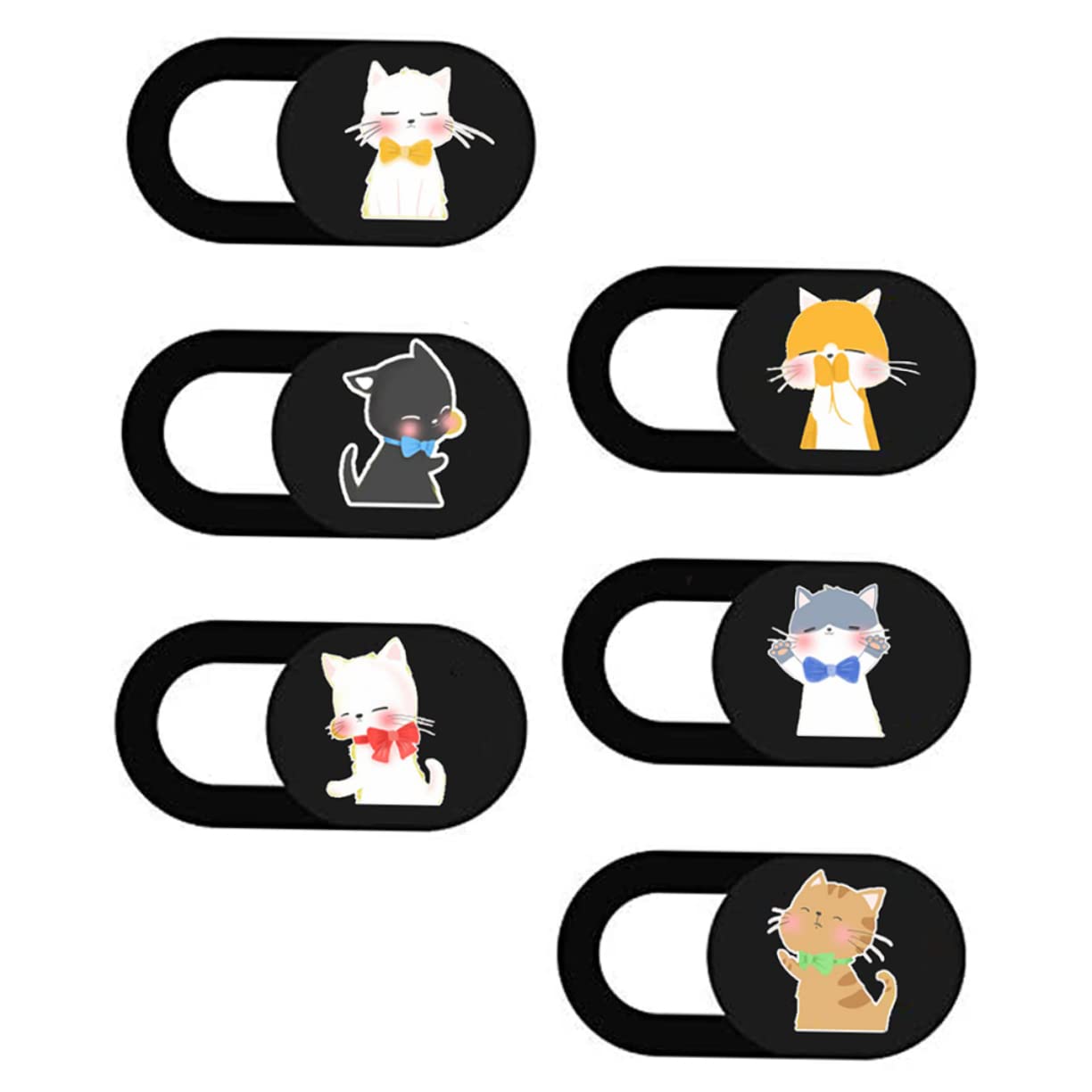 KOMBIUDA Black Slides 6pcs Blocker Tablet Your Protector Slider Camera Pattern Accessory Slide Anti- Cover Laptop Flipping for Cat Cartoon Webcam Lens Privacy Shield Computer Tablet