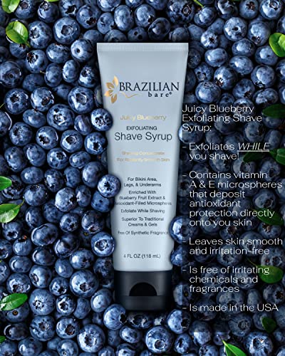 Brazilian Bare Juicy Blueberry Exfoliating Shave Syrup - Preferred Over Traditional Womens Shave Creams And Womens Shave Gels