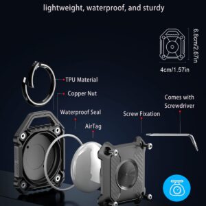 DEERLET IPX8 Waterproof Airtag Holder,Apple Airtag Keychain,Hard TPU Airtag Case, 360° Full Protection Air Tag Holder Keychain with Key Chain for Key,Luggage,Dog Collar, Compatible Apple Air tag.