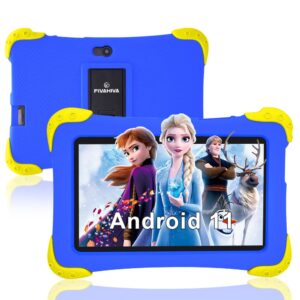 fivahiva kids tablet, 7 inch android 12 tablet for kids, toddler tablet 32gb rom with silicone case, hd ips educational, games, parental control app, youtube, wifi, dual camera, gms, bluetooth (blue)