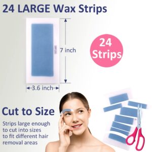 PEFEK Wax Strips for Hair Removal (24 Count), Cold Brazilian Waxing Kit at Home Depilation for Men & Women Legs, Body, Back, Bikini, Face, Upper Lip, Arms, Armpit, Underarm, Facial, Eyebrow Bandas