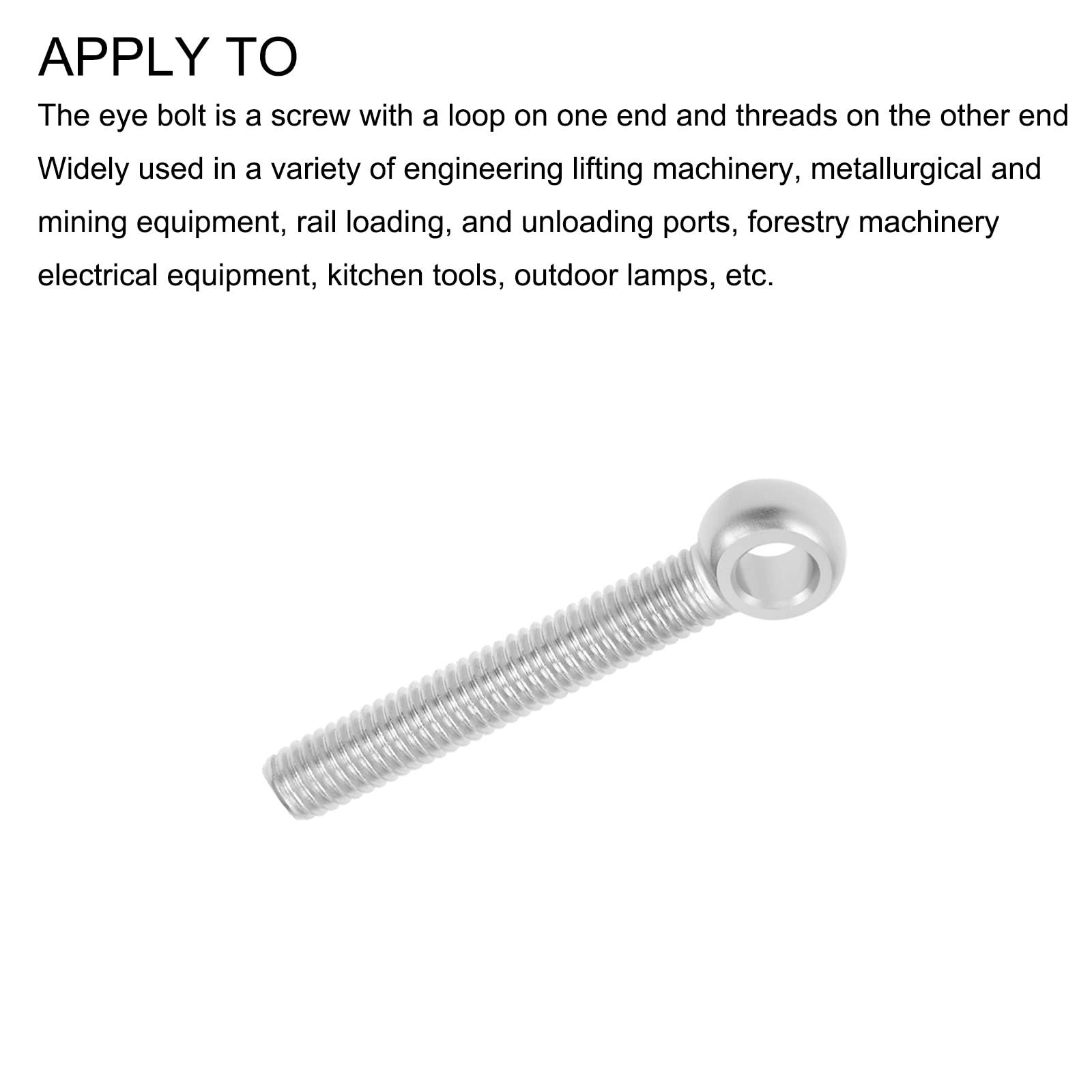 METALLIXITY Shoulder Swing Lifting Bolt (M6x40mm) 10Pcs, 304 Stainless Steel Eye Bolts - for Home Renovation, Pipeline Gate Valves Fasteners, Silver