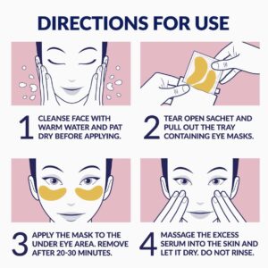 Anti-Aging 24K Gold Under Eye Mask-60 piece for Puffy Eyes, Dark Circles, Eye Bags,Wrinkles, Puffiness with Collagen and Vitamins, Look Less Tired, Hyaluronic Acid Collagen Under Eye Pads