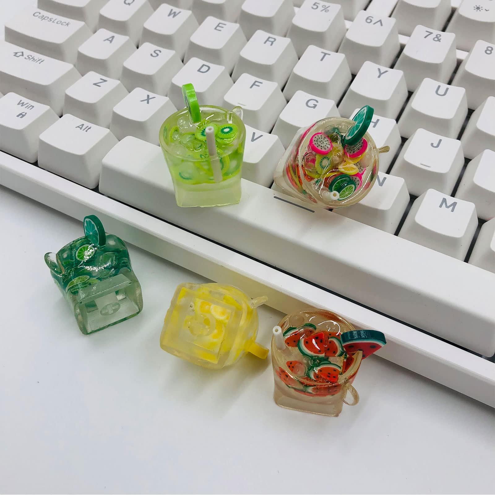 CN GAMING Fruit Drink Watermelon Style Cute Keycap, Artisan Resin Keycap, Esc Key Cap for Cherry MX Mechanical Keyboard DIY Backlit Keycaps Replace