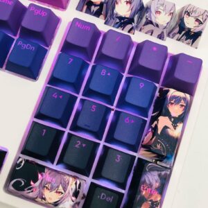 Genshin Impact Keqing PBT Backlit Keycaps 108 Full Keys Set Custom Keycaps, Cherry Profile Dye-Sublimation, Compatiability with 100%, 96%, 80% Percent Mechanical Keyboard