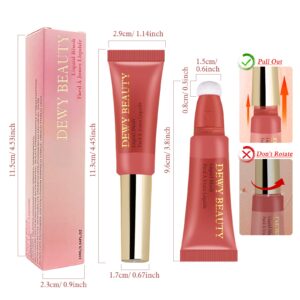 LSxia Liquid Blush Makeup Wand, Cream Liquid Blush with Cushion Applicator For Cheeks Tint, Natural-looking, Glow Dewy Finish, Weightless Blendable Liquid Blush Stick | #105 ARDOUR-Red Brown