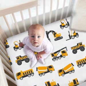 Munific Personalized Crib Bedding Set for Baby Boys, Custom Baby Boy Crib Bedding Set with Name, 2 Piece Construction Truck Baby Nursery Bedding, Crib Comforter, Crib Fitted Sheet for Babies