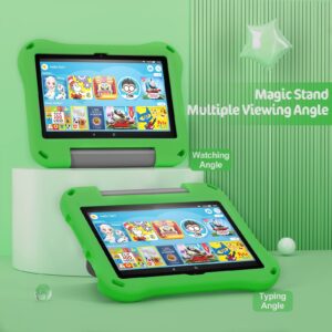 All-New 2022 8inch Tablet Case for Kids, Auorld Light Weight Anti Slip Shockproof Kids Friendly Case Cover with Bracket for 8 inch Tablet -Green