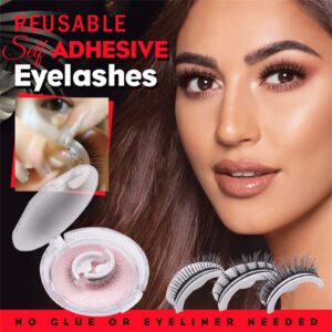 Kaylash Reusable Adhesive Eyelashes, Kayla Beauty Self Adhesive Lashes, Jesiibel Reusable 3D Self Adhesive Eyelashes, Thick Natural Lashes Makeup Fake Eyelashes, Women Self-adhesive Eyelashes-Natural1