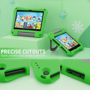 All-New 2022 8inch Tablet Case for Kids, Auorld Light Weight Anti Slip Shockproof Kids Friendly Case Cover with Bracket for 8 inch Tablet -Green