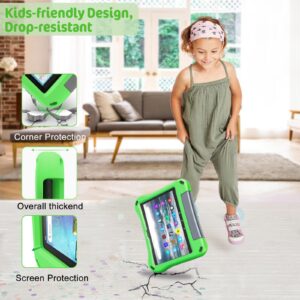 All-New 2022 8inch Tablet Case for Kids, Auorld Light Weight Anti Slip Shockproof Kids Friendly Case Cover with Bracket for 8 inch Tablet -Green