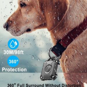 DEERLET IPX8 Waterproof Airtag Holder,Apple Airtag Keychain,Hard TPU Airtag Case, 360° Full Protection Air Tag Holder Keychain with Key Chain for Key,Luggage,Dog Collar, Compatible Apple Air tag.