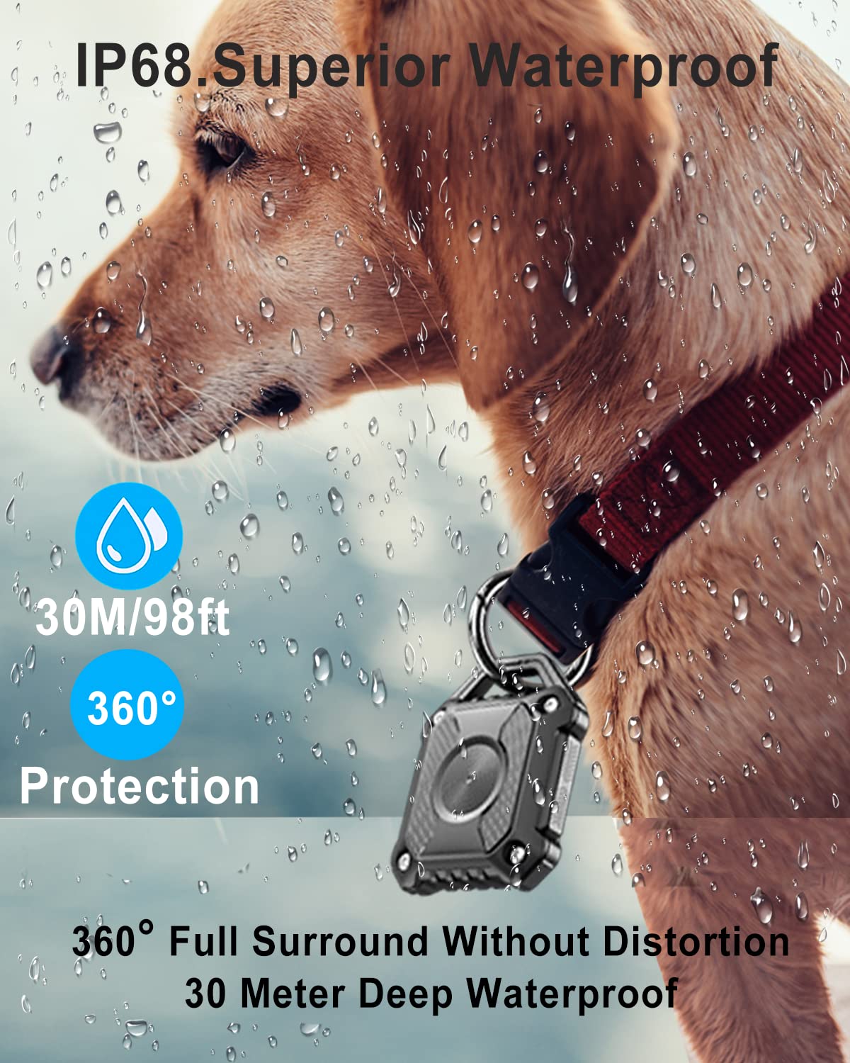 DEERLET IPX8 Waterproof Airtag Holder,Apple Airtag Keychain,Hard TPU Airtag Case, 360° Full Protection Air Tag Holder Keychain with Key Chain for Key,Luggage,Dog Collar, Compatible Apple Air tag.